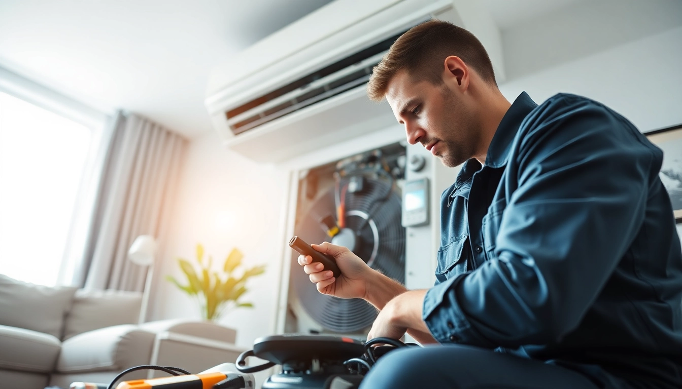Expert in air conditioning repair Tampa fixing a unit, showcasing professional service and reliability.