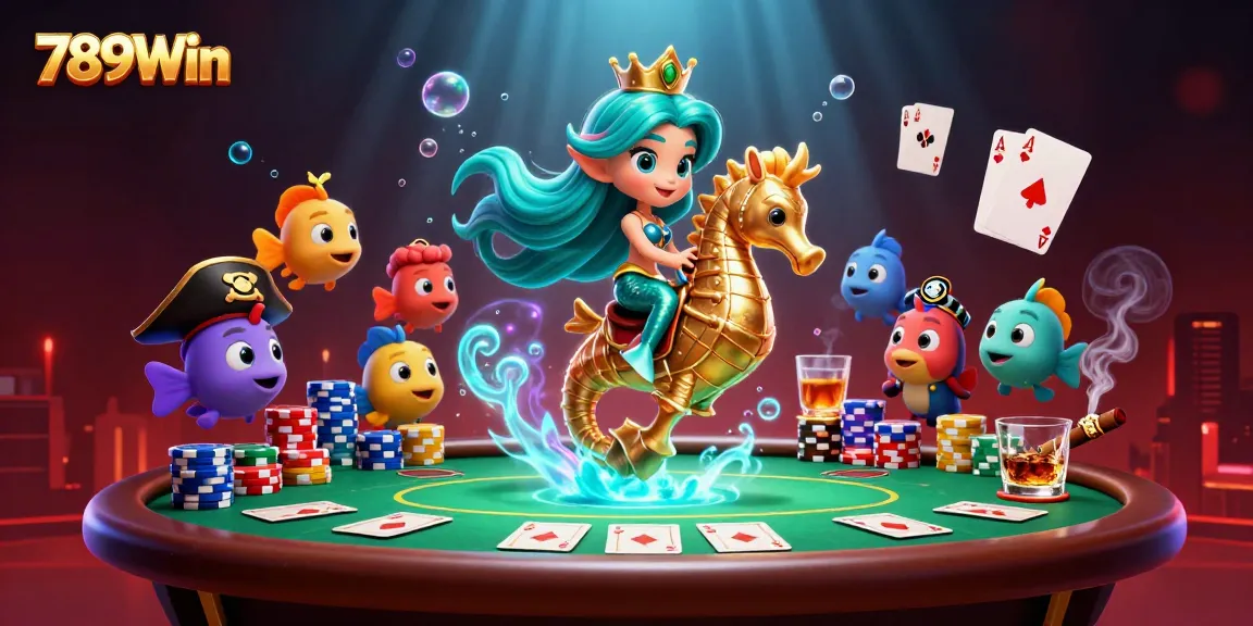 Engaging gameplay with 789Win, featuring a mermaid princess and poker elements in vibrant underwater scene.