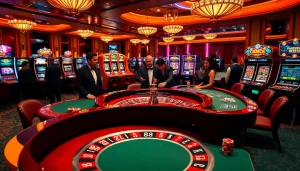 Engaged players enjoying a thrilling game at NK88's luxurious casino tables.