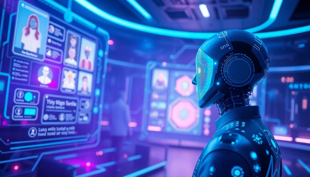 Engaging interface of Crushon AI showcasing futuristic AI interactions and avatars.