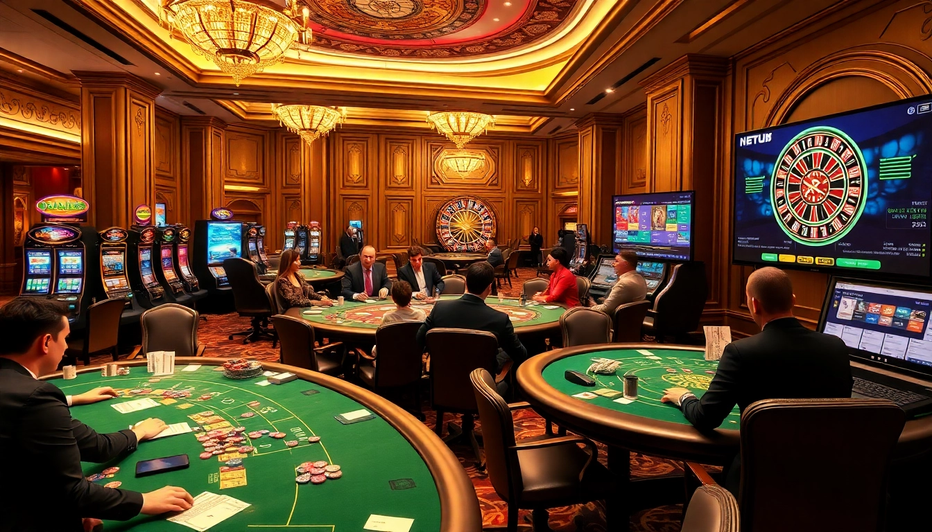 Engaging scene of an elite casino environment showcasing vibrant gambling activities at https://net88.wtf/ with professional players.