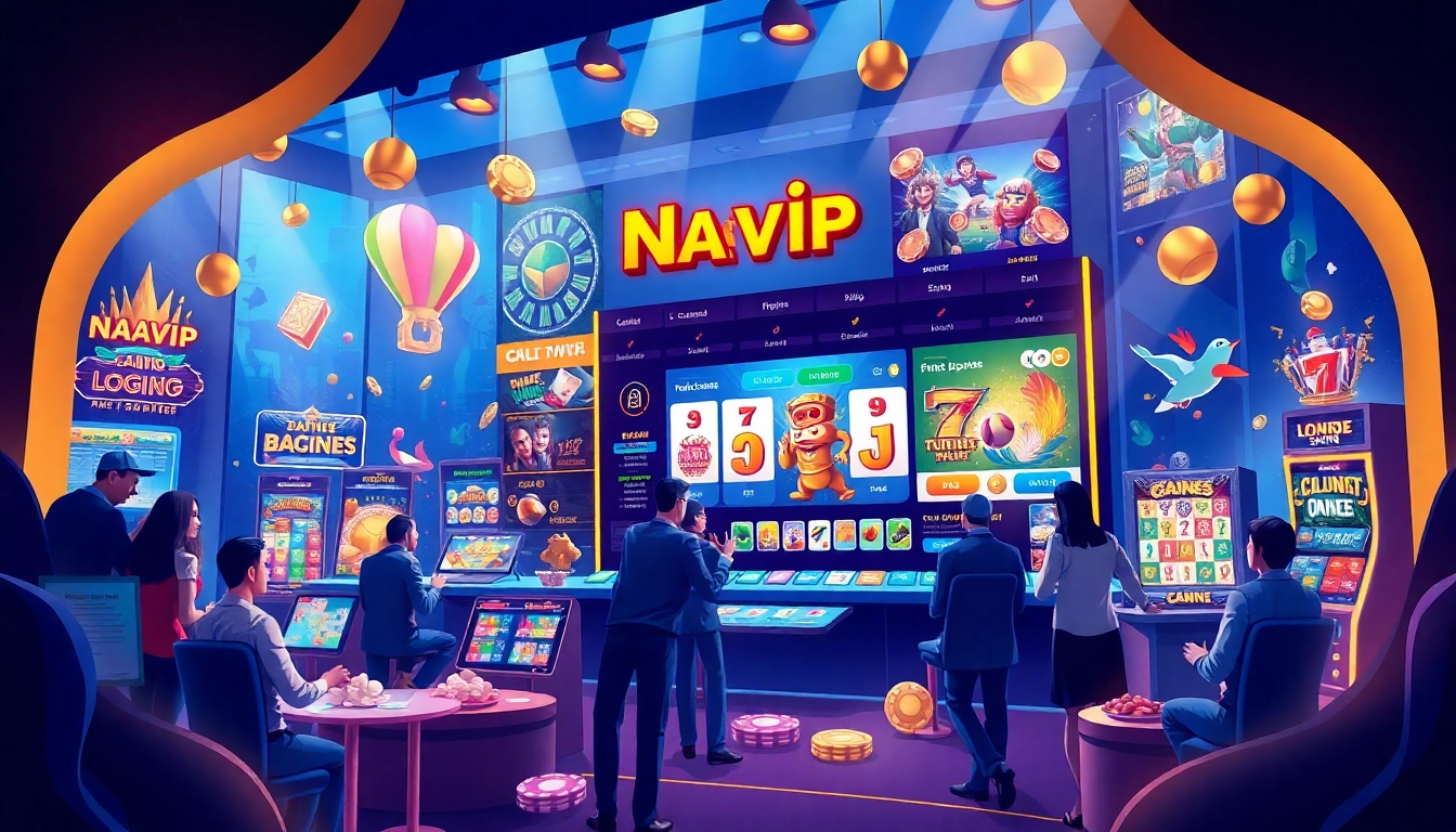Nhatvip online gambling platform interface showcasing diverse games and vibrant user engagement.