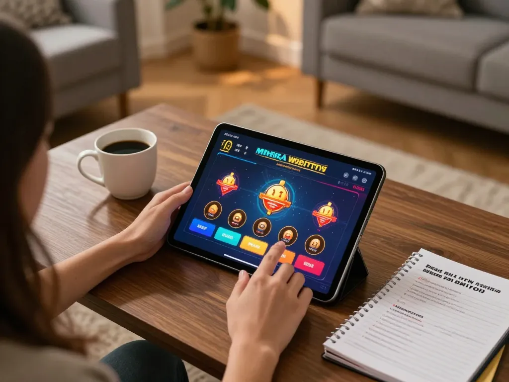 Experience immersive gameplay with f168 on a tablet, showcasing vibrant casino graphics and atmosphere.