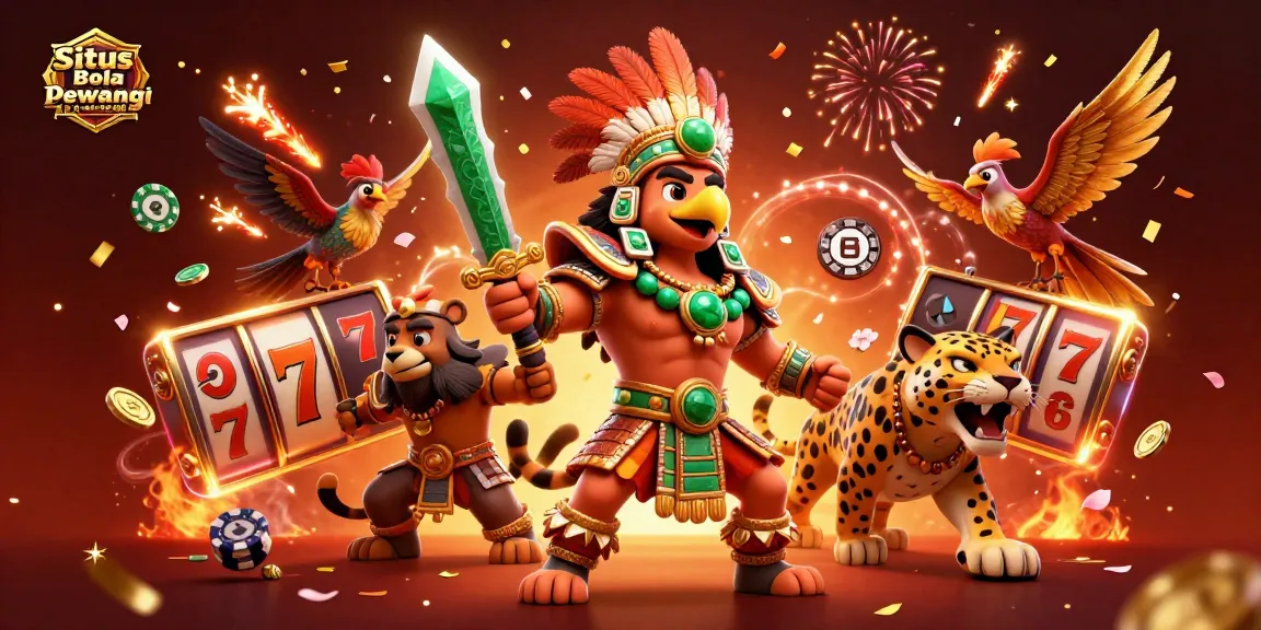 Situs Bola Resmi Dewagg showcases an energetic casino scene with vibrant characters and dynamic elements.