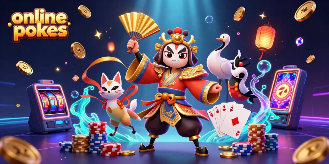 Engage in exciting online pokies with vibrant graphics showcasing the kabuki warrior and slot machine reels.